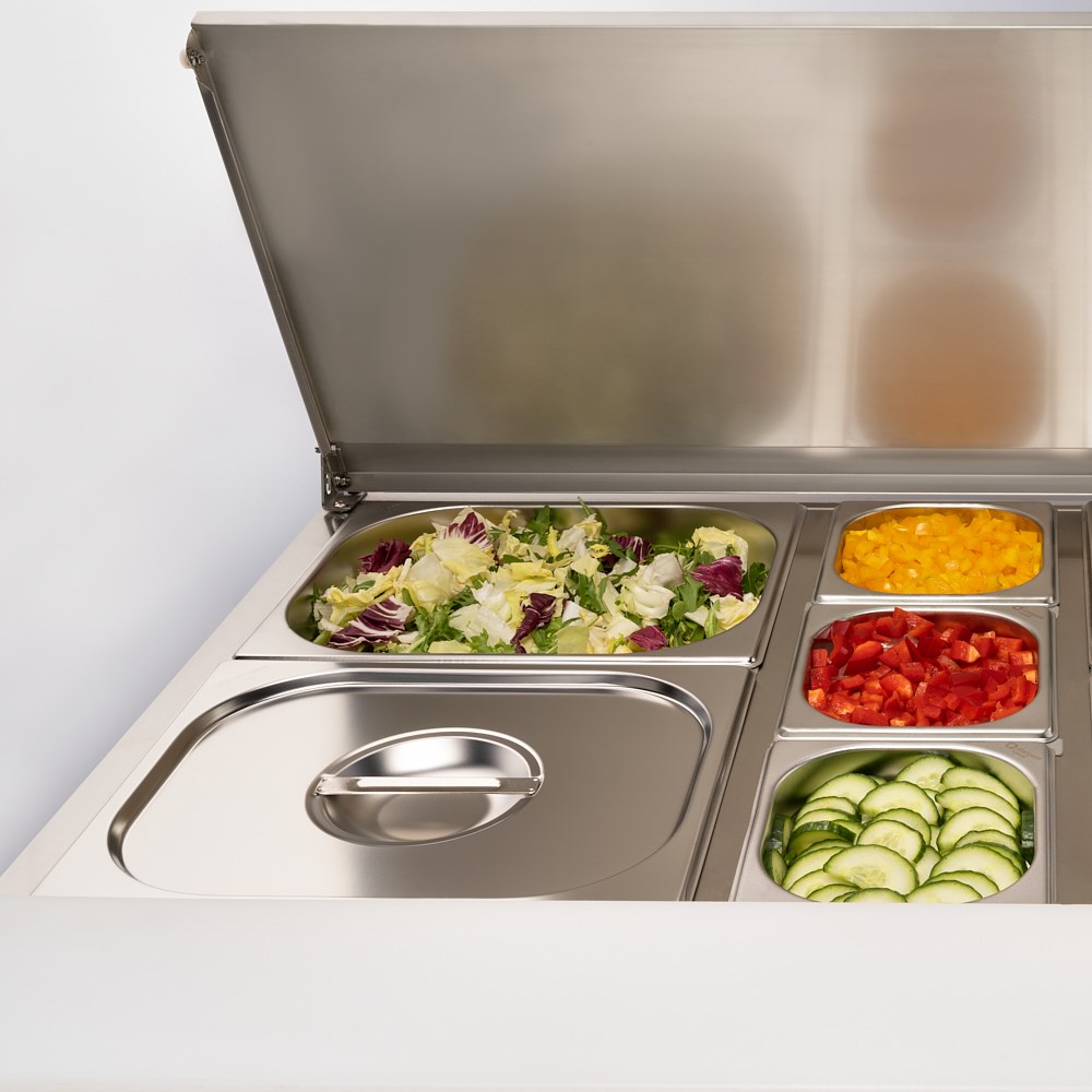 Saladette, 2-türig GN 1/1, Aufnahme 10x GN 1/4, ohne Aufkantung