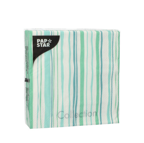 41160 Servietten, 3-lagig 1/4-Falz 25 cm x 25 cm blau "Stripy"