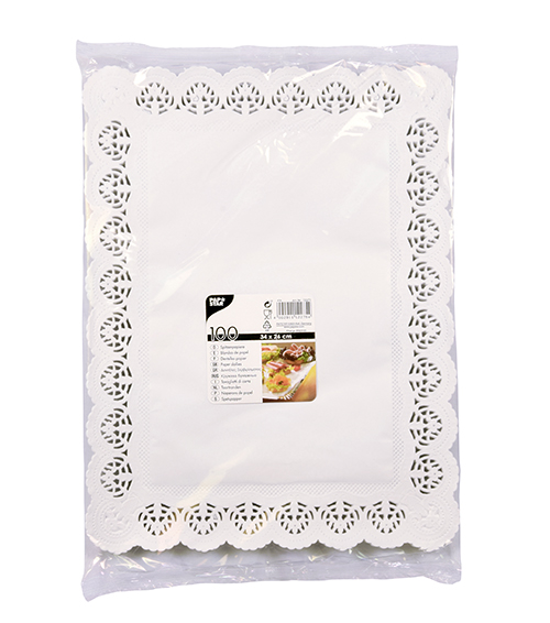 80000 Spitzenpapiere eckig 34 cm x 26 cm weiss
