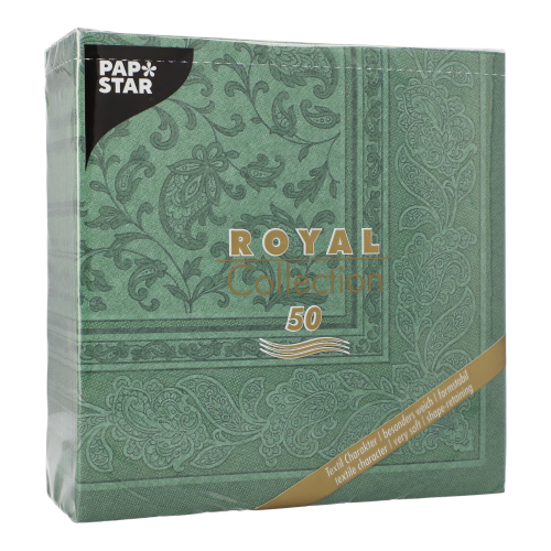 12500 Servietten "ROYAL Collection" 1/4-Falz 40 cm x 40 cm dunkelgrün "Ornaments"