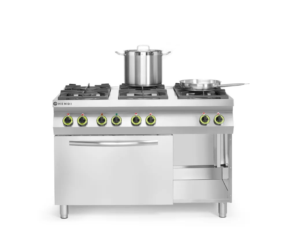 Gasherd Kitchen Line 6-flammig mit Ofen GN 1/1, Kitchen Line, 230V/3000W, 28,5kW, 1200x722x(H)900mm