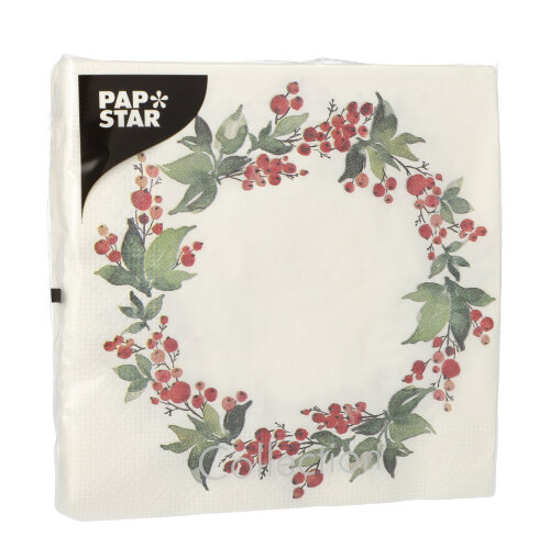 21600 Servietten, 3-lagig 1/4-Falz 33 cm x 33 cm "Holly Crown"