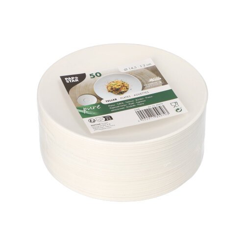 21600 Teller Zuckerrohr "pure" rund Ø 14,5 cm · 2 cm weiss "Cella"