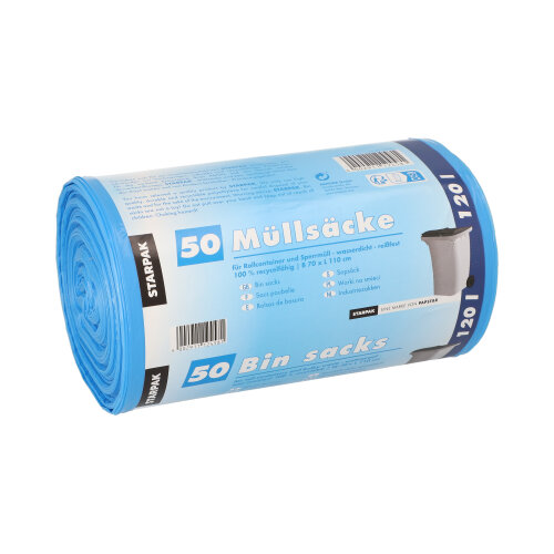 14400 Müllsäcke, HDPE 120 l 110 cm x 70 cm blau