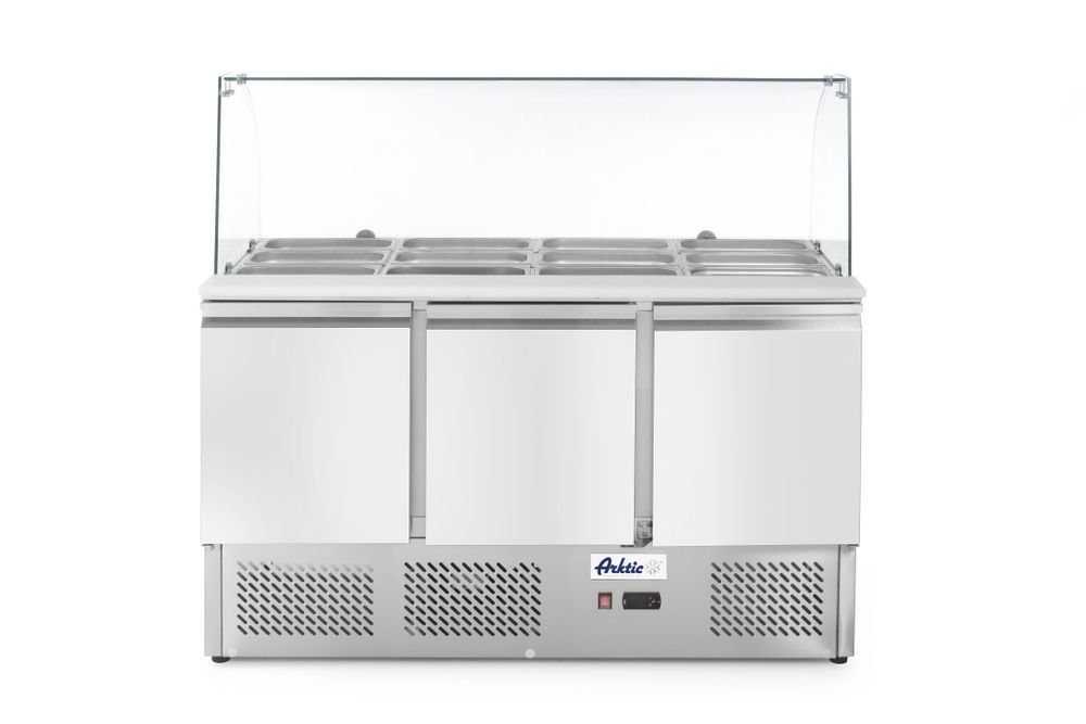 Kühltisch, dreitürig mit Glasdisplay 380L, Arktic, 230V/310W, 1390x702x(H)1330mm Kühltisch, dreitürig mit Glasdisplay 380L, Arktic, 230V/310W, 1390x702x(H)1330mm
