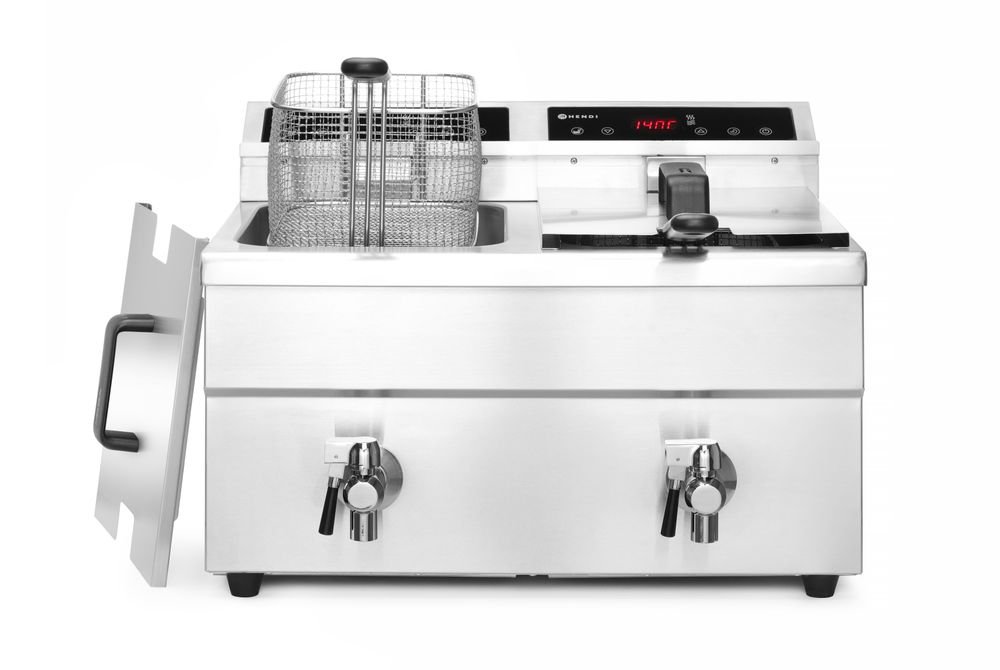 Induktionsfritteuse - mit Ablasshahn 2x8 l, HENDI, Profi Line, 16L, 230V/7000W, 577x609x(H)410mm