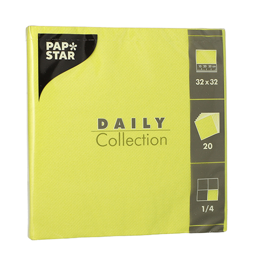 25200 Servietten "DAILY Collection" 1/4-Falz 32 cm x 32 cm limonengrün