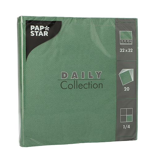 25200 Servietten "DAILY Collection" 1/4-Falz 32 cm x 32 cm dunkelgrün