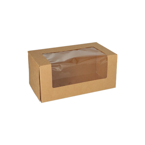 4000 Tortenkartons mit Deckel eckig 10 cm x 22 cm x 12 cm mit Sichtfenster aus PLA