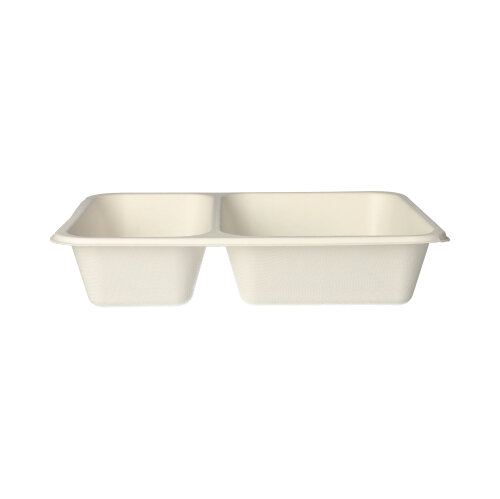 6000 Siegelschalen, Zuckerrohr 2-geteilt 1250 ml 4,5 cm x 17,5 cm x 22,5 cm weiss