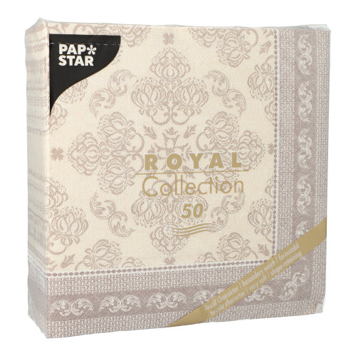 12500 Servietten "ROYAL Collection" 1/4-Falz 40 cm x 40 cm mocca "Arabesque"