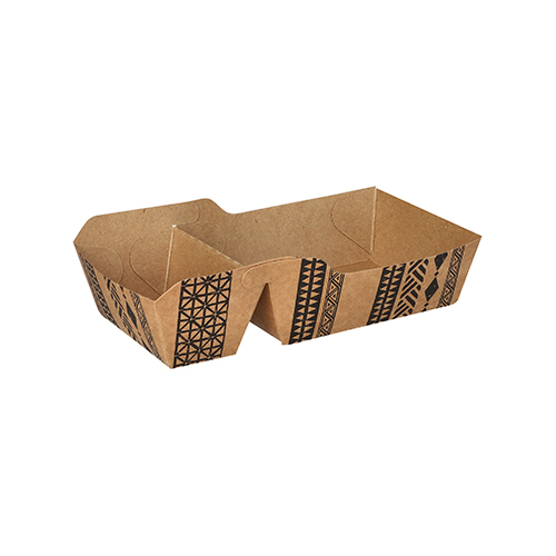 14000 Pommes-Frites-Trays, Pappe 2-geteilt 3,5 cm x 7 cm x 14,3 cm braun "Maori" klein