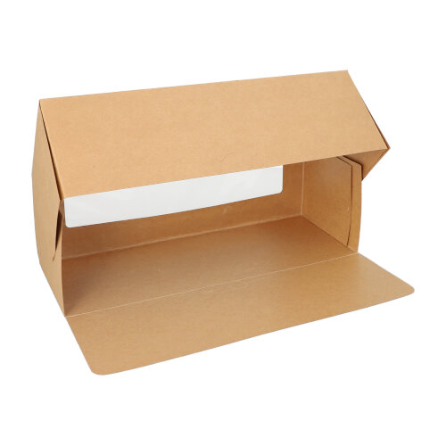 2400 Tortenkartons mit Deckel eckig 10 cm x 32 cm x 12 cm mit Sichtfenster aus PLA