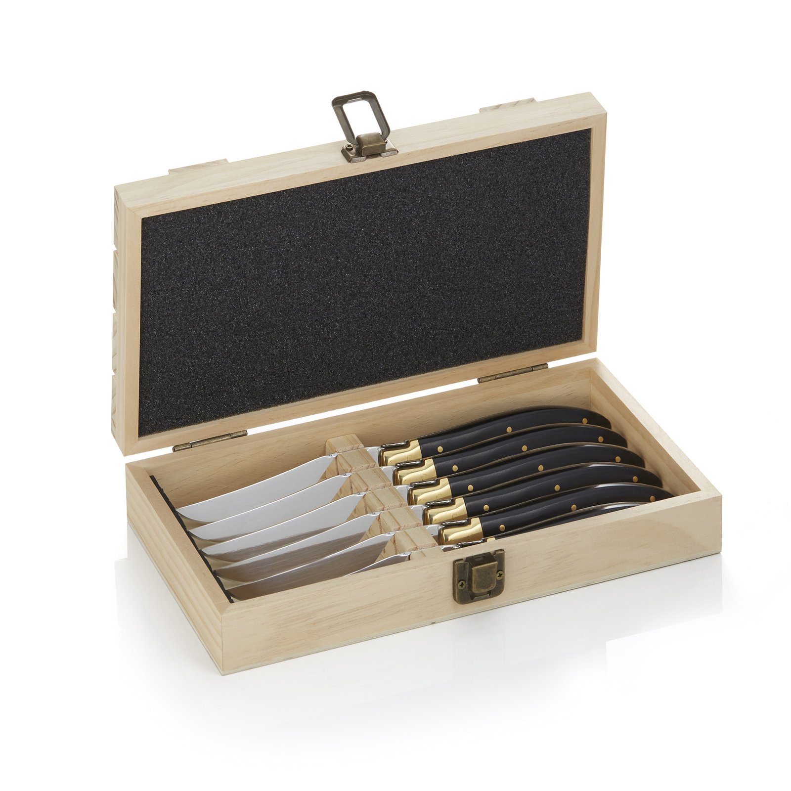 Steakmesserbox CARLOS, mit 6 Messern, 23 cm, Kiefernholz