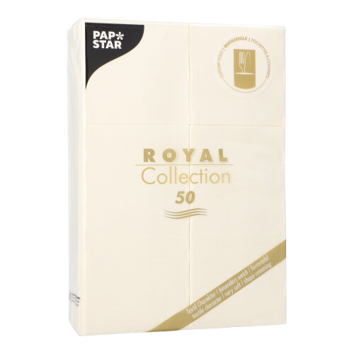 50 Servietten "ROYAL Collection" 48 cm x 30 cm champagner mit Besteckfalz 14400 Servietten "ROYAL Collection" 48 cm x 30 cm champagner mit Besteckfalz