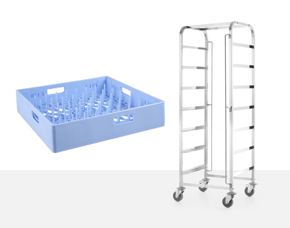 Transportwagen für Spülmaschinenkörbe - 7 Körbe à 500x500 mm, HENDI, 615x560x(H)1710mm