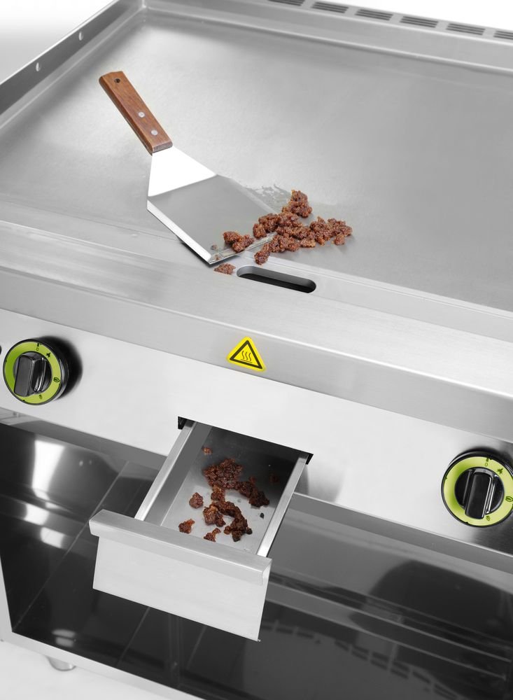 Gasgrillplatte, glatt, mit auf 3 Seiten geschlossenem Unterschrank, Kitchen Line, 10kW, 800x700x(H)900mm