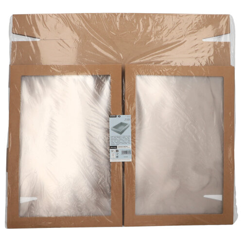 550 Transport- und Catering-Kartons, Pappe eckig 8 cm x 31 cm x 45 cm braun mit separatem Deckel und Sichtfenster aus PET