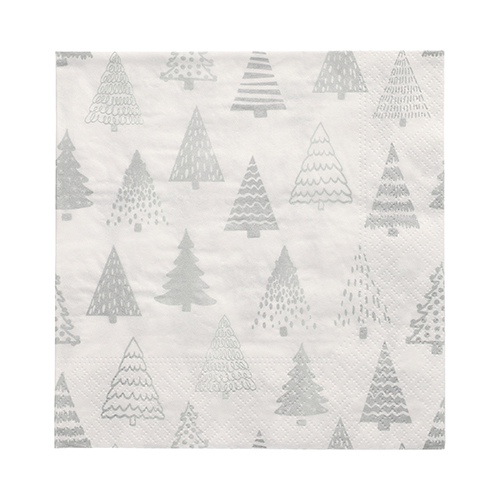 30 Servietten, 3-lagig 1/4-Falz 33 cm x 33 cm silber "Pine Forest" 25920 Servietten, 3-lagig 1/4-Falz 33 cm x 33 cm ! silber "Pine Forest"