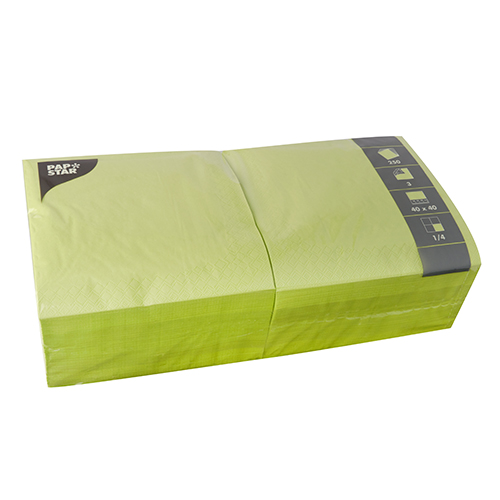 20000 Servietten, 3-lagig 1/4-Falz 40 cm x 40 cm limonengrün