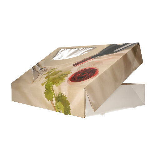 1280 Transport- und Catering-Kartons 8 cm x 31,5 cm x 46,2 cm "Burgund" mit Sichtfenster, einteilig
