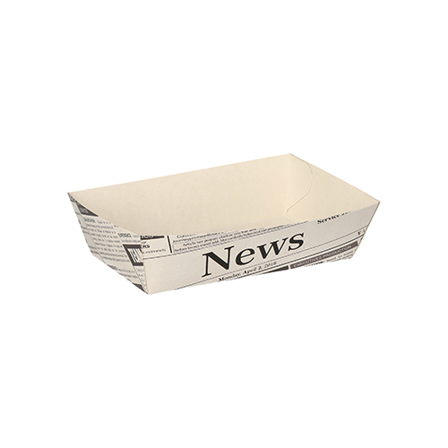 12000 Pommes-Frites-Trays 3,5 cm x 7 cm x 12 cm weiss "Newsprint"