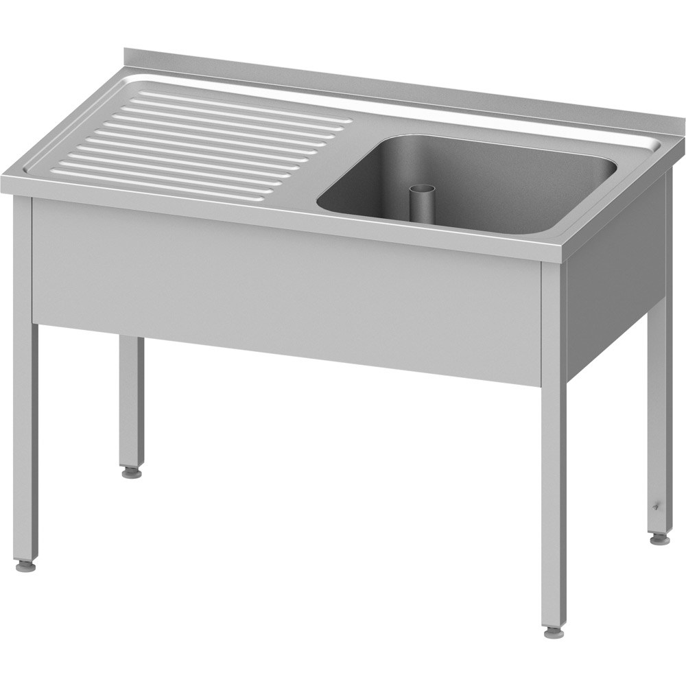 Spültisch ohne Grundboden 1000x600x850 mm, mit einem Becken rechts, mit Aufkantung, verschweißt Spültisch ohne Grundboden 1400x700x850 mm, mit einem Becken rechts, mit Aufkantung, verschweißt