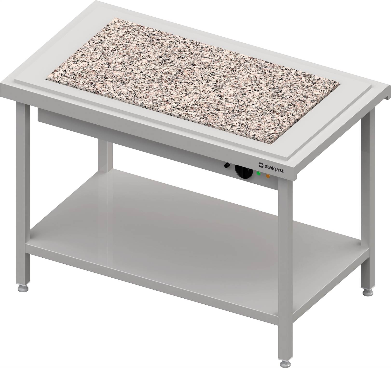 Warmausgabe mit einer Wärmeplatte aus Granit 3x GN1/1, 1245x750x880, Edelstahlabdeckung Warmausgabe mit einer Wärmeplatte aus Granit 4x GN1/1, 1570x735x880, Granitabdeckung "Standard G1"