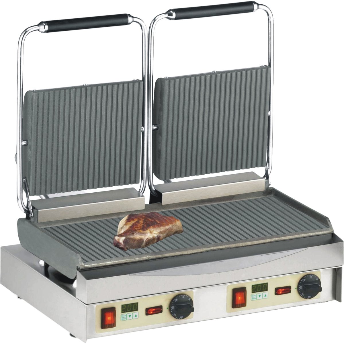 Kamtschatka-Grill oben + unten geriffelt, mit Digitaltimern