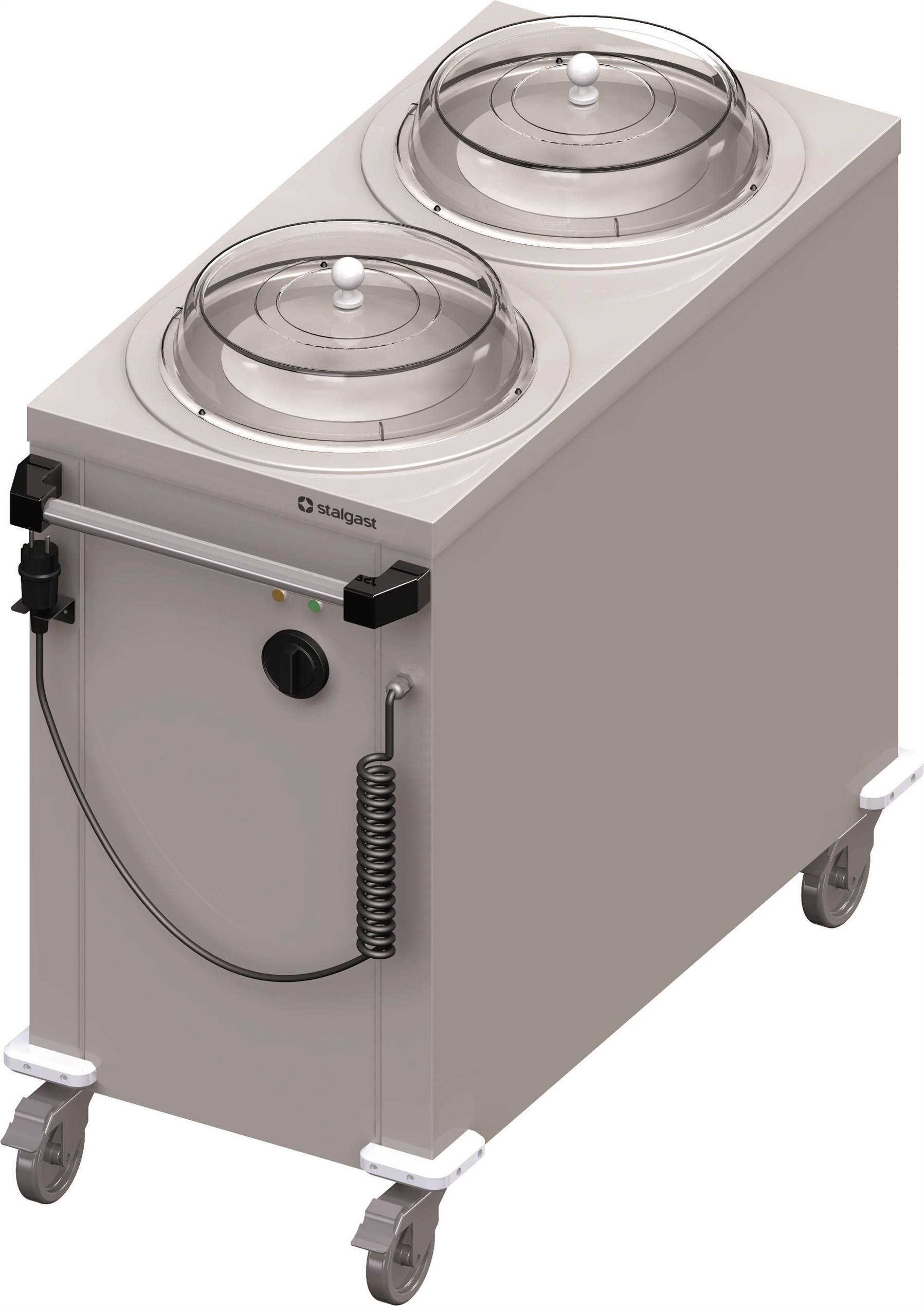 Beheizbarer Doppel-Tellerspender, fahrbar 1000x510x880 mm für Speisenausgabesysteme Beheizbarer Doppel-Tellerspender, fahrbar 1000x510x880 mm für Speisenausgabesysteme