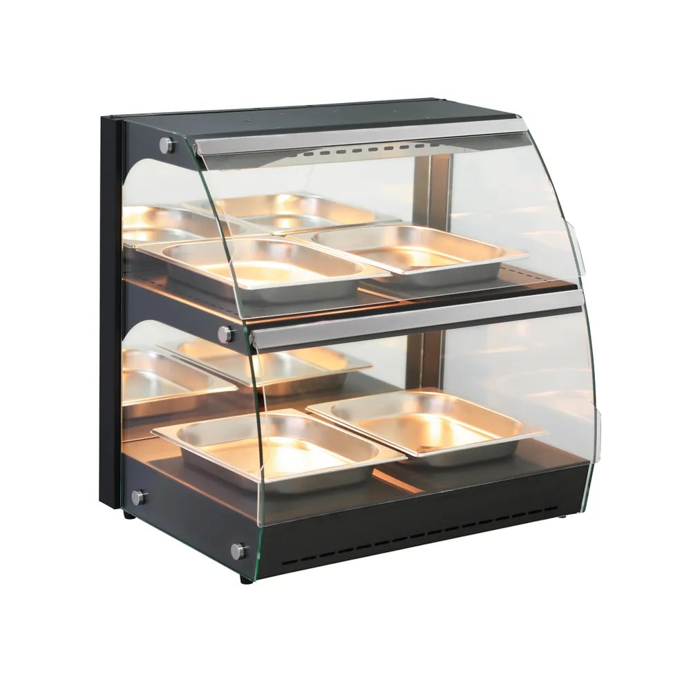 Warmhaltevitrine mit Quarzheizung, 2 Regalböden, 230V/560W, 650x485x(H)630mm