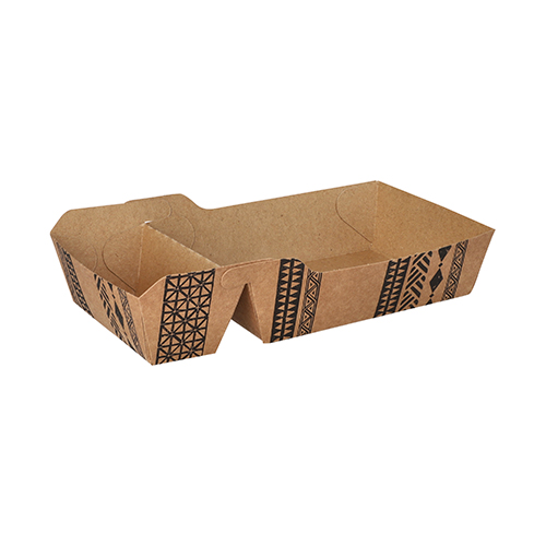 9000 Pommes-Frites-Trays, Pappe 2-geteilt 3,5 cm x 8,5 cm x 16,2 cm braun "Maori" extra groß