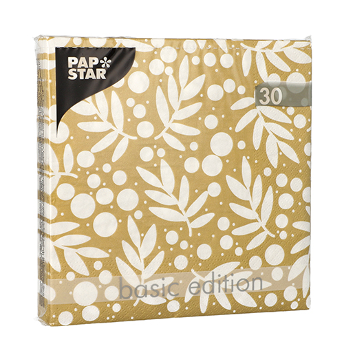 30 Servietten, 3-lagig 1/4-Falz 33 cm x 33 cm gold "Holly" 25920 Servietten, 3-lagig 1/4-Falz 33 cm x 33 cm gold "Holly"