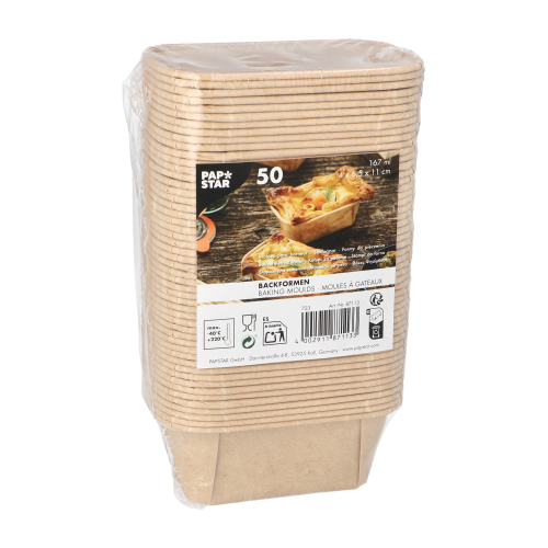 25600 Backformen "pure" eckig 167 ml 4 cm x 6,5 cm x 11 cm braun