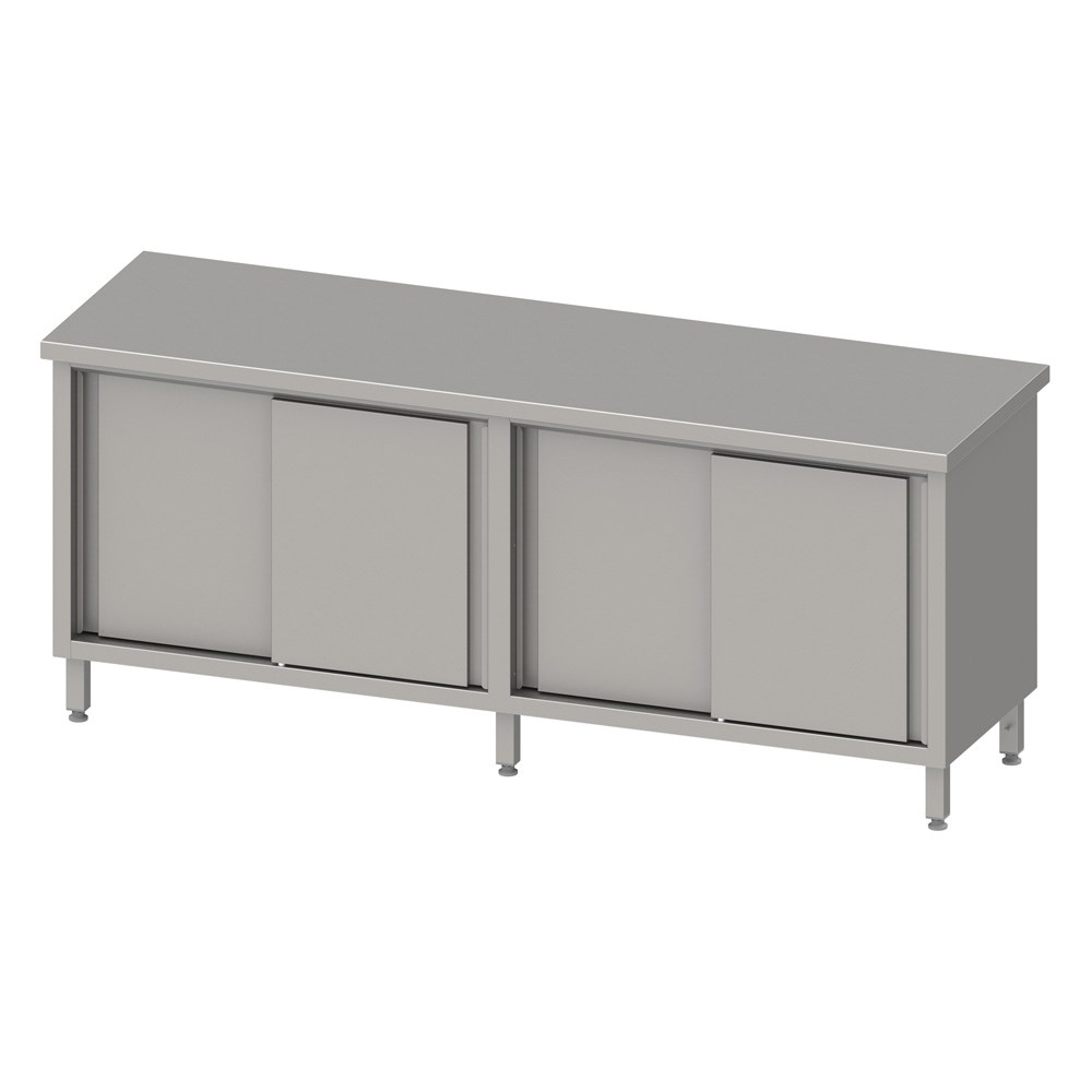 Durchreicheschrank mit Schiebetüren 2000x700x850 mm, ohne Aufkantung, verschweißt