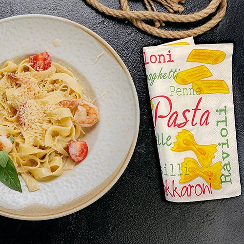 20 Servietten, 3-lagig 1/4-Falz 33 cm x 33 cm "Pasta" 22800 Servietten, 3-lagig 1/4-Falz 33 cm x 33 cm "Pasta"