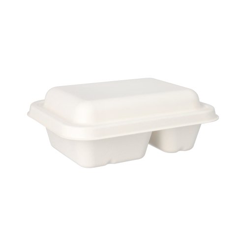 4500 Schalen, Zuckerrohr "pure" 2-geteilt 5,6 cm x 15,3 cm x 20,3 cm weiss