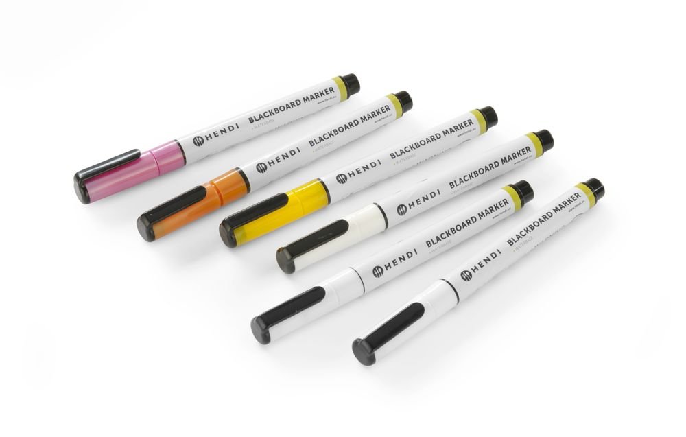 Kreidemarker 1 mm, HENDI, 3x weiß, 1x rosa, 1x gelb, 1x bronze, 6 Stk