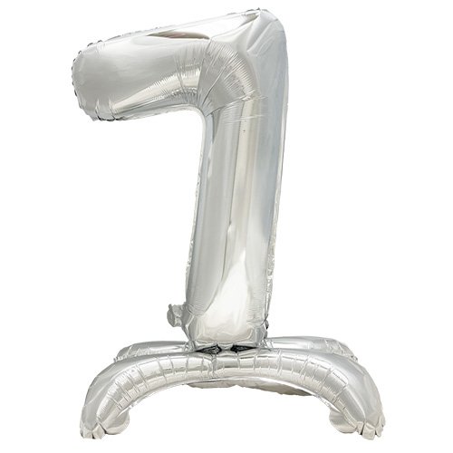 1 Folienluftballon 73 cm silber "7" stehend 3840 Folienluftballon 73 cm silber "7" stehend