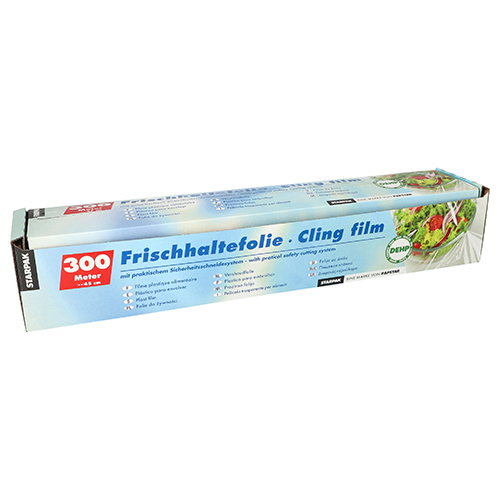 1 Frischhaltefolie, PVC 300 m x 45 cm mit praktischem Schneidesystem 1 Frischhaltefolie, PVC 300 m x 45 cm mit praktischem Schneidesystem
