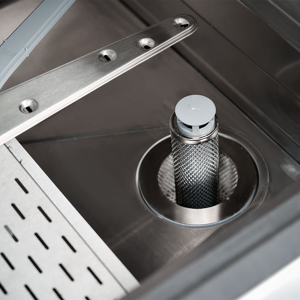 Geschirrspülmaschine Aqua A5 inkl. Klarspülmittel- und Reinigerdosierpumpe, 400V, 6,5 kW Geschirrspülmaschine Aqua A5 GN1/1 mit Klarspül-, Ablauf-, Klarspülmittel- und Reinigerdosierpumpe sowie 3 Spülprogrammen