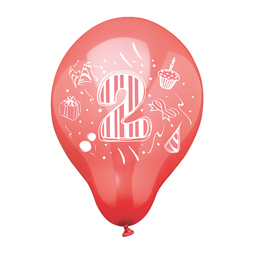 20160 Zahlenluftballons Ø 25 cm farbig sortiert "2"