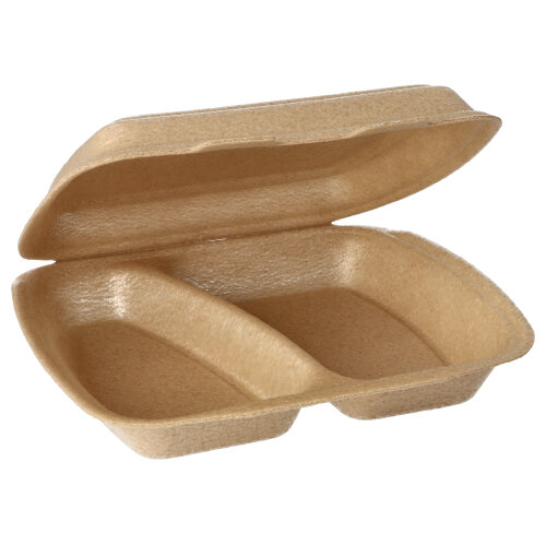 1600 Menüboxen mit Klappdeckel, XPP 2-geteilt 7 cm x 20,5 cm x 24 cm beige