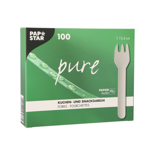 120000 Kuchen- und Snackgabeln, Papier "pure" 12,7 cm weiss mit einseitig gezacktem Rand