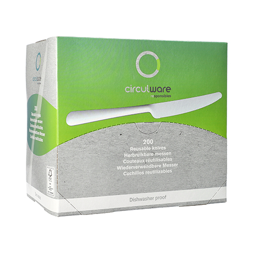 36000 "Circulware by Haval" Mehrweg-Messer PP-MF 19,7 cm weiss "Gaia" extra stabil, in Spenderbox