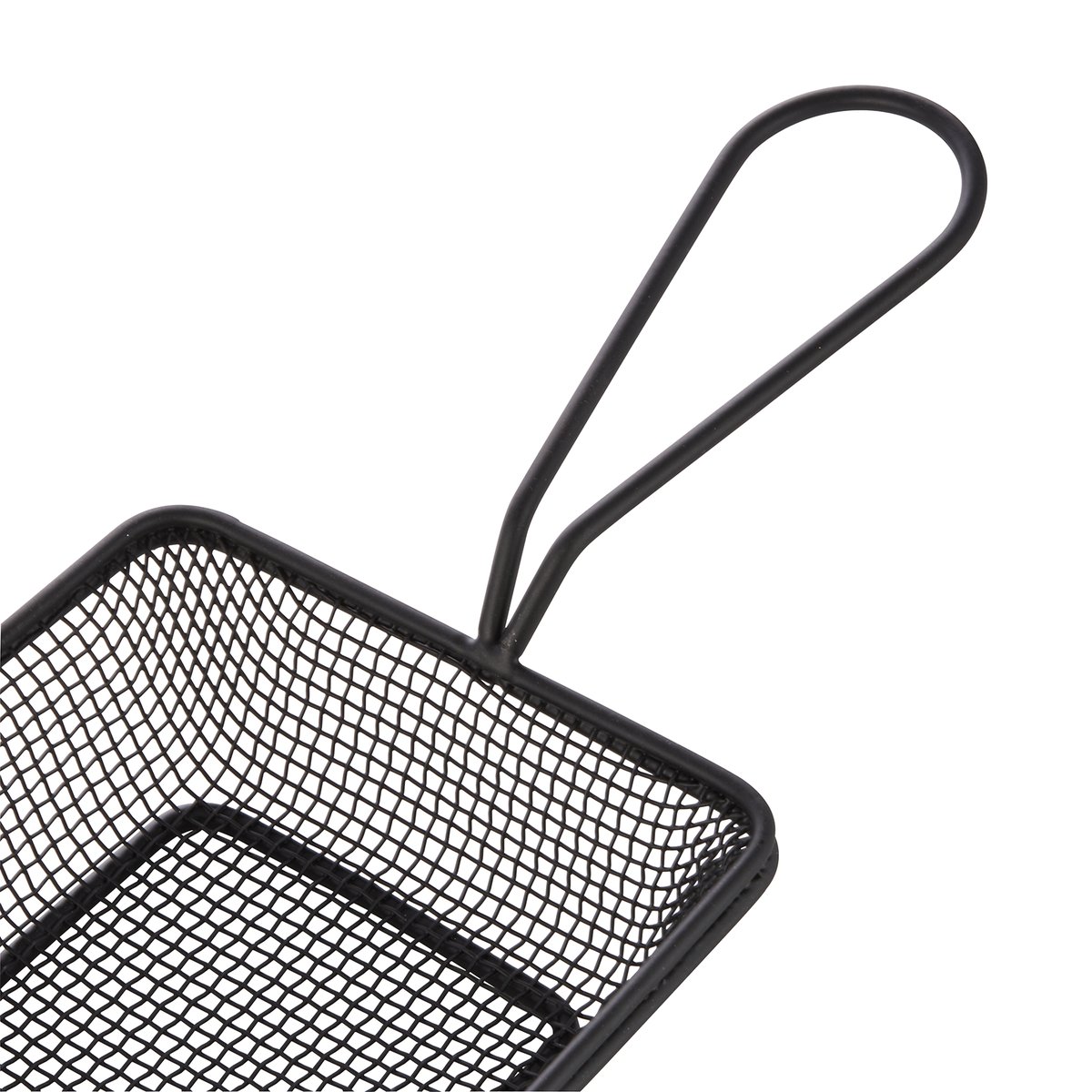 Servier- und Frittierkorb, 22 x 12,5 x 4 cm, schwarz pulverbeschichtet, Chromnickelstahl