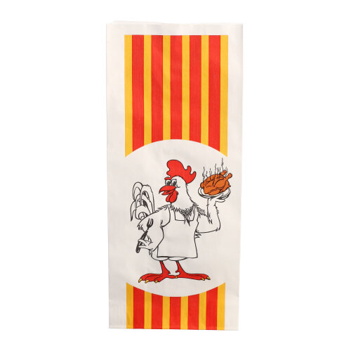 1000 Hähnchenbeutel, Papier mit HDPE-Einlage 24 cm x 10,5 cm x 5,5 cm "Grillhähnchen" 1/2