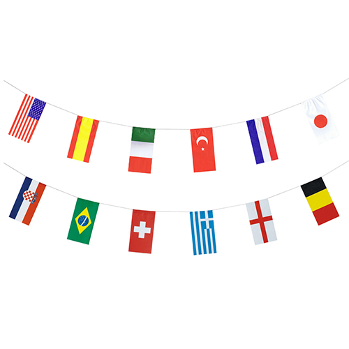 990 Flaggenkette, Papier 10 m "32 Nations" schwer entflammbar