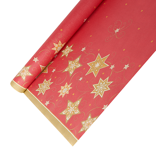 216 Tischdecke, Papier 6 m x 1,2 m rot "Just Stars"