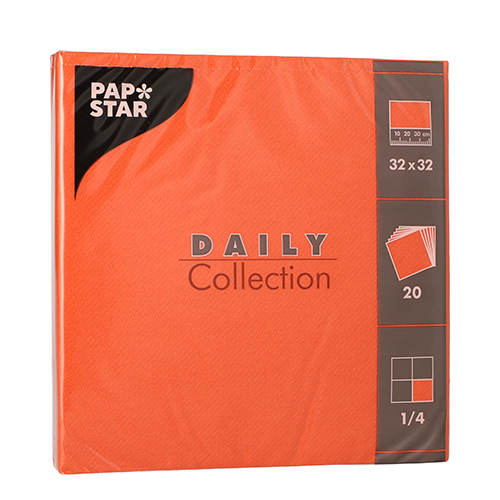 25200 Servietten "DAILY Collection" 1/4-Falz 32 cm x 32 cm nektarine